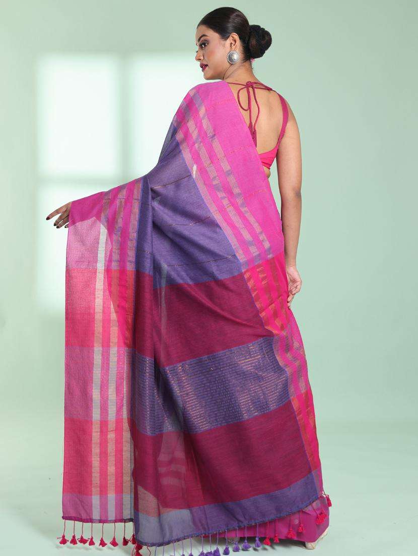 purple cotton handloom saree with blouse - 22042730 -  Standard Image - 1