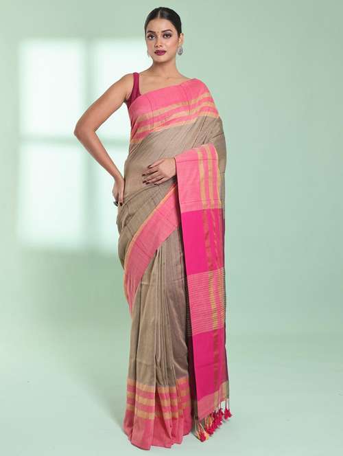 women striped handloom saree with blouse - 22042734 - Standard Image - 0
