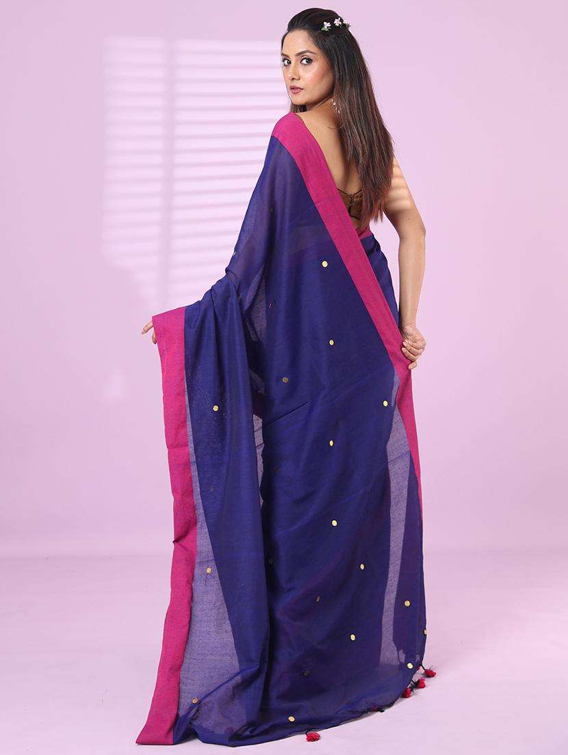 women solid with work bordered saree with blouse - 22042755 -  Standard Image - 1