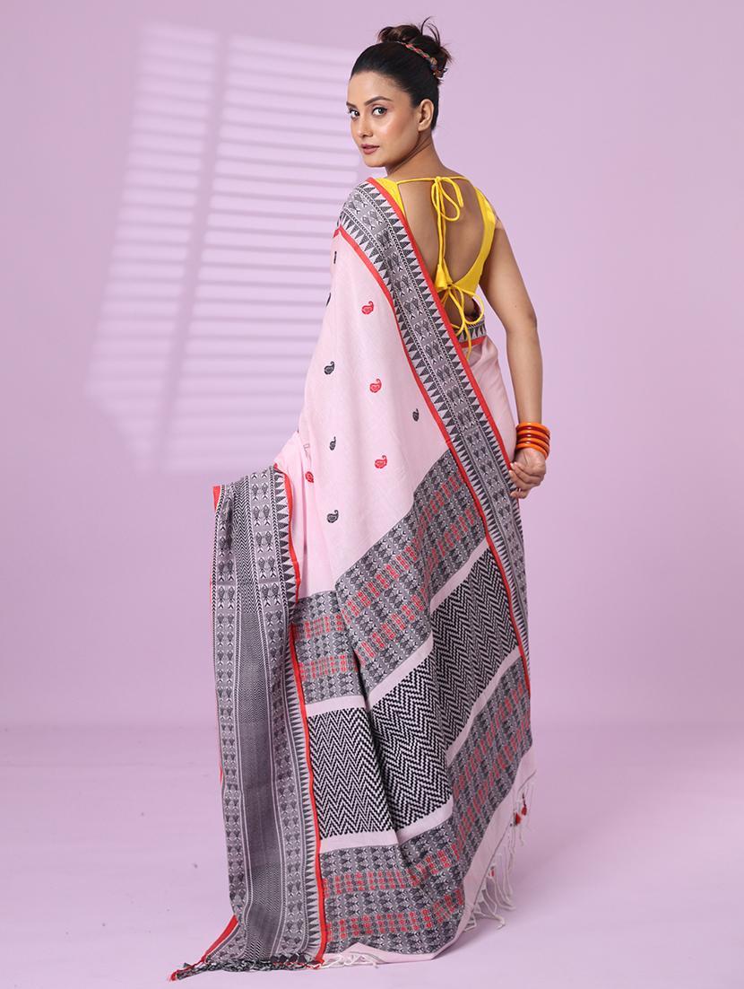 rosewater cotton handloom saree with blouse - 22042785 - Standard Image - 1
