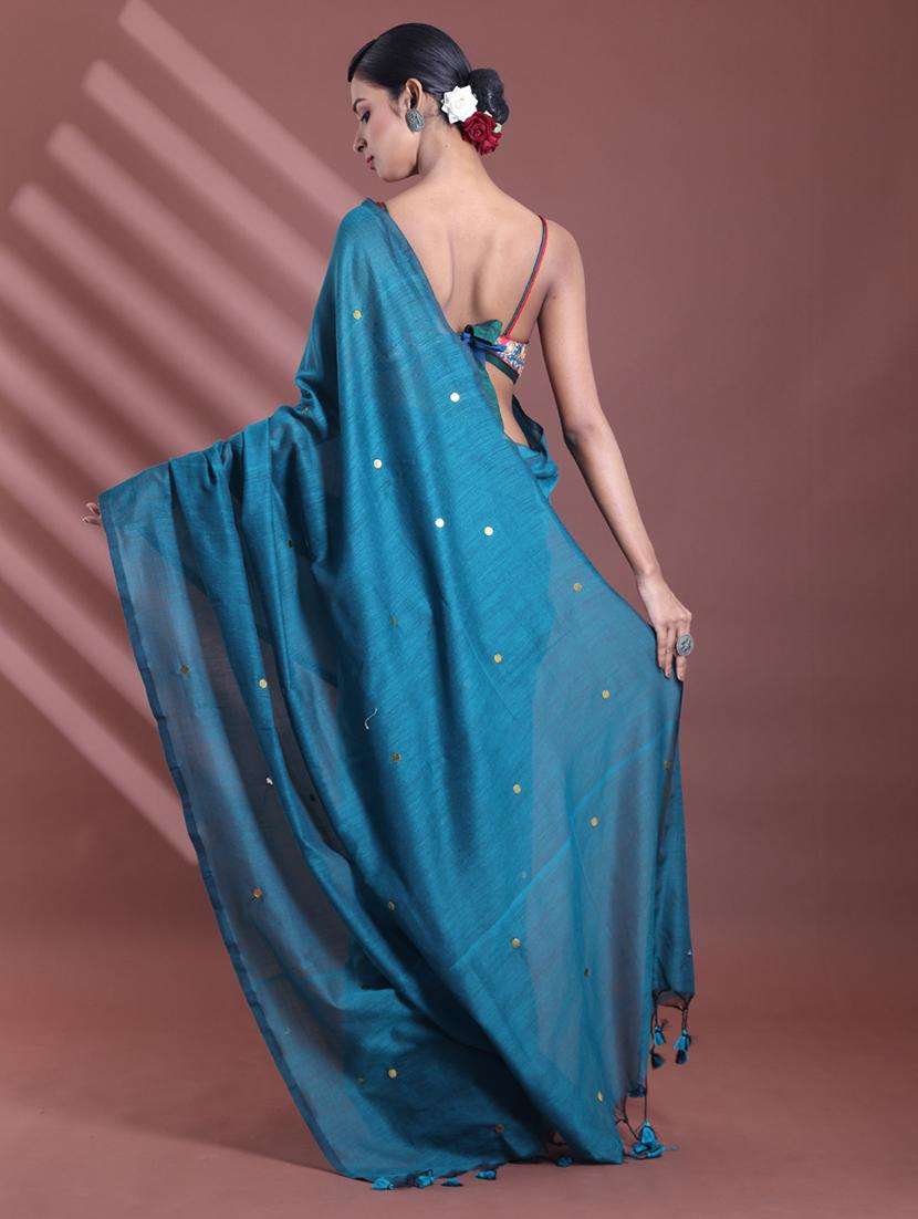 women solid with work embellished saree with blouse - 22042802 -  Standard Image - 1