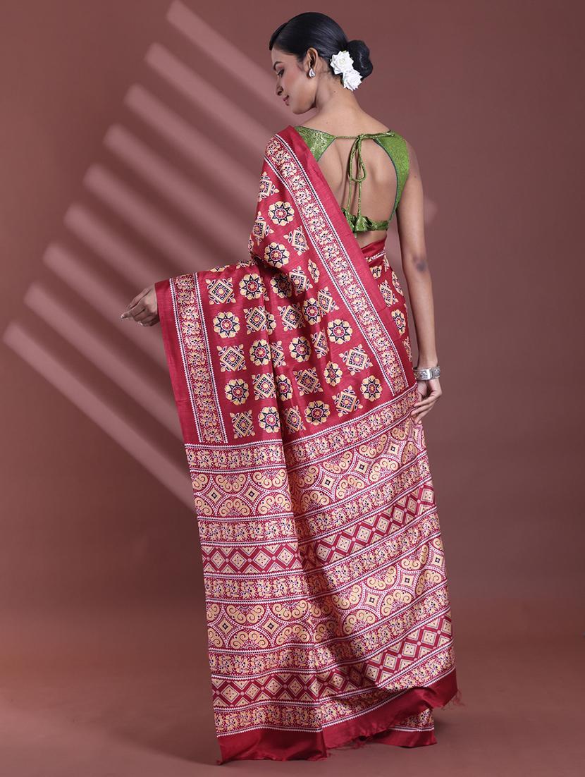 women printed casual wear saree with blouse - 22042814 -  Standard Image - 1