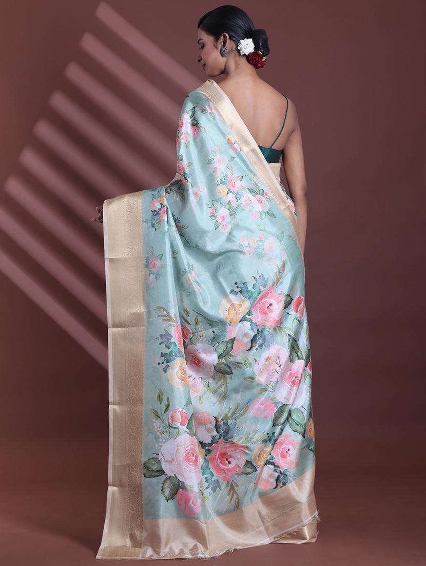 women floral bordered saree with blouse - 22042818 -  Standard Image - 1