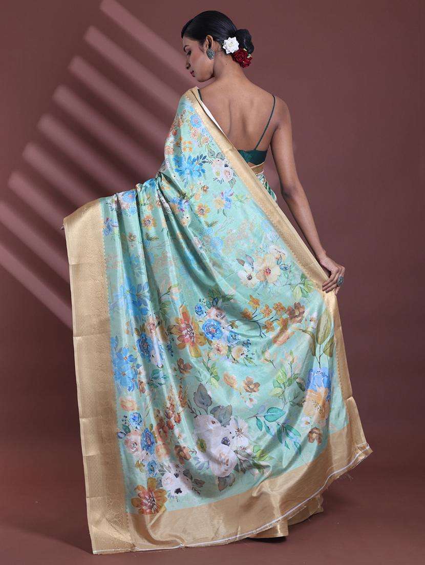 women floral bordered saree with blouse - 22042823 -  Standard Image - 1