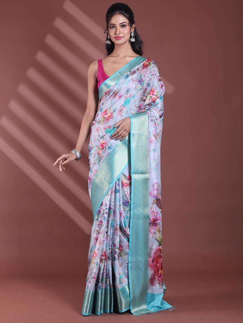 women floral bordered saree with blouse