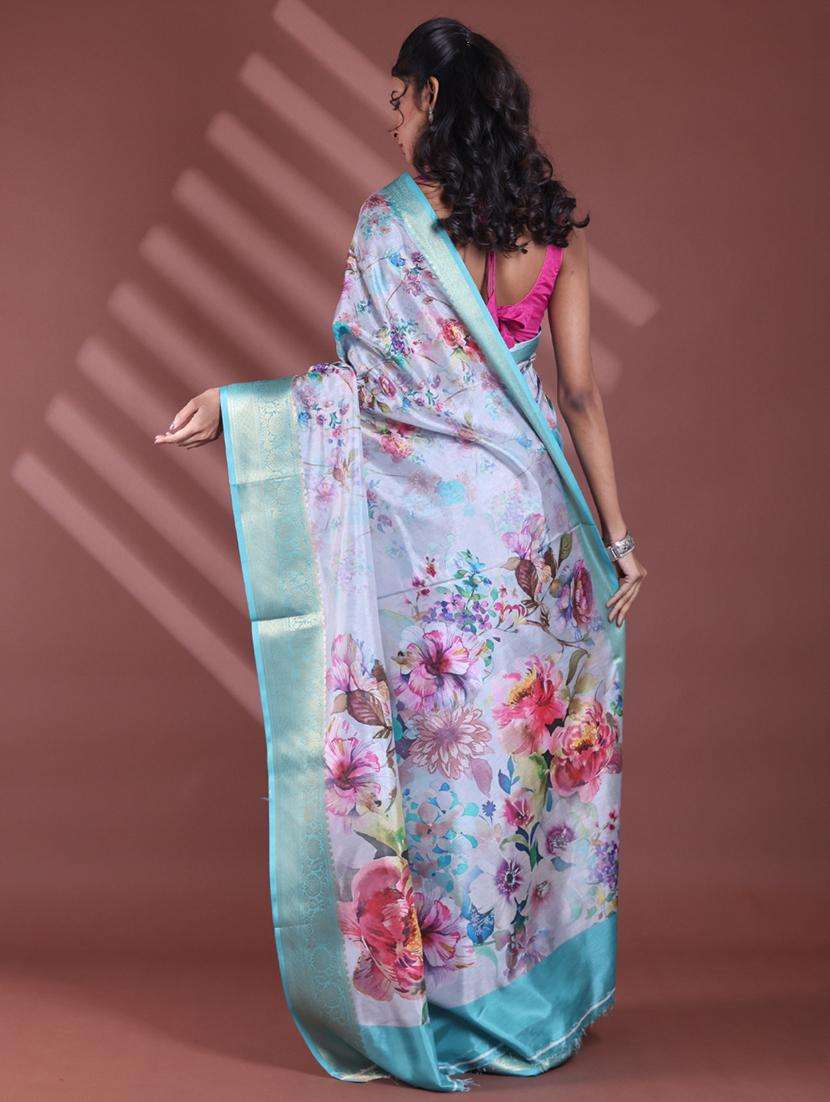 women floral bordered saree with blouse - 22042824 -  Standard Image - 1