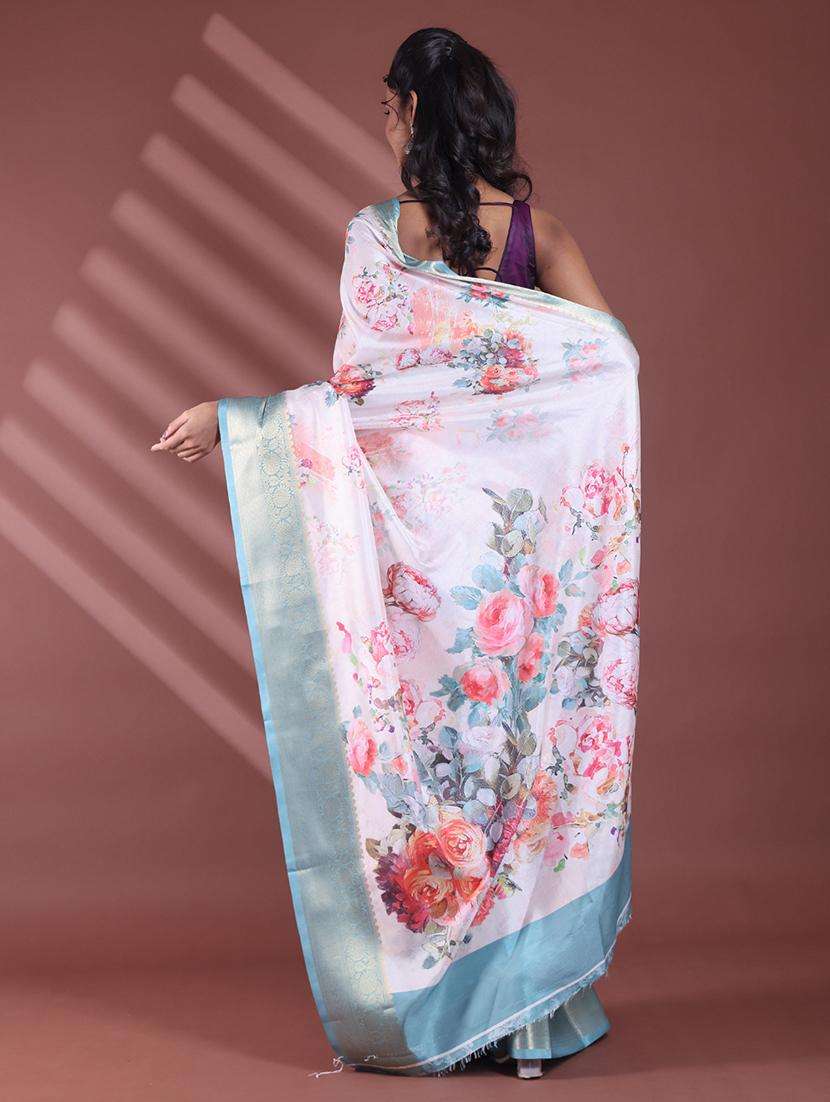 women floral bordered saree with blouse - 22042825 -  Standard Image - 1