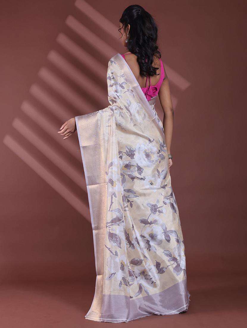 women floral bordered saree with blouse - 22042826 -  Standard Image - 1