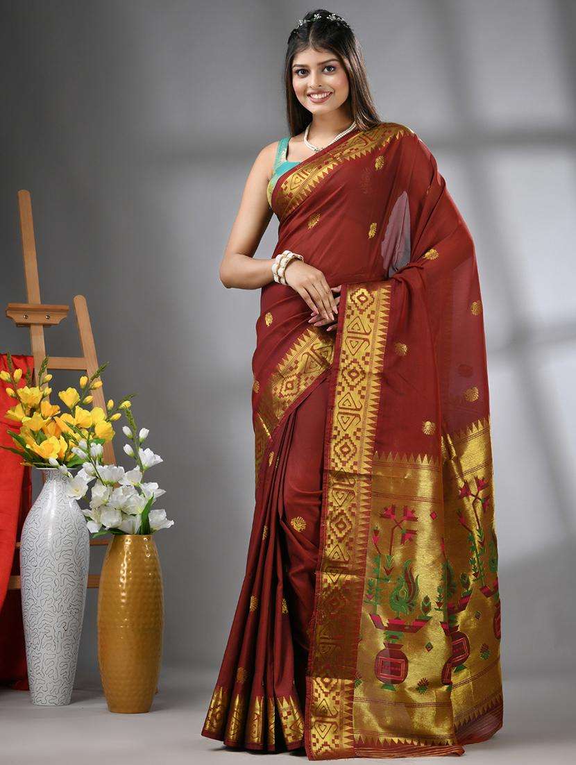 women self design paithani saree with blouse