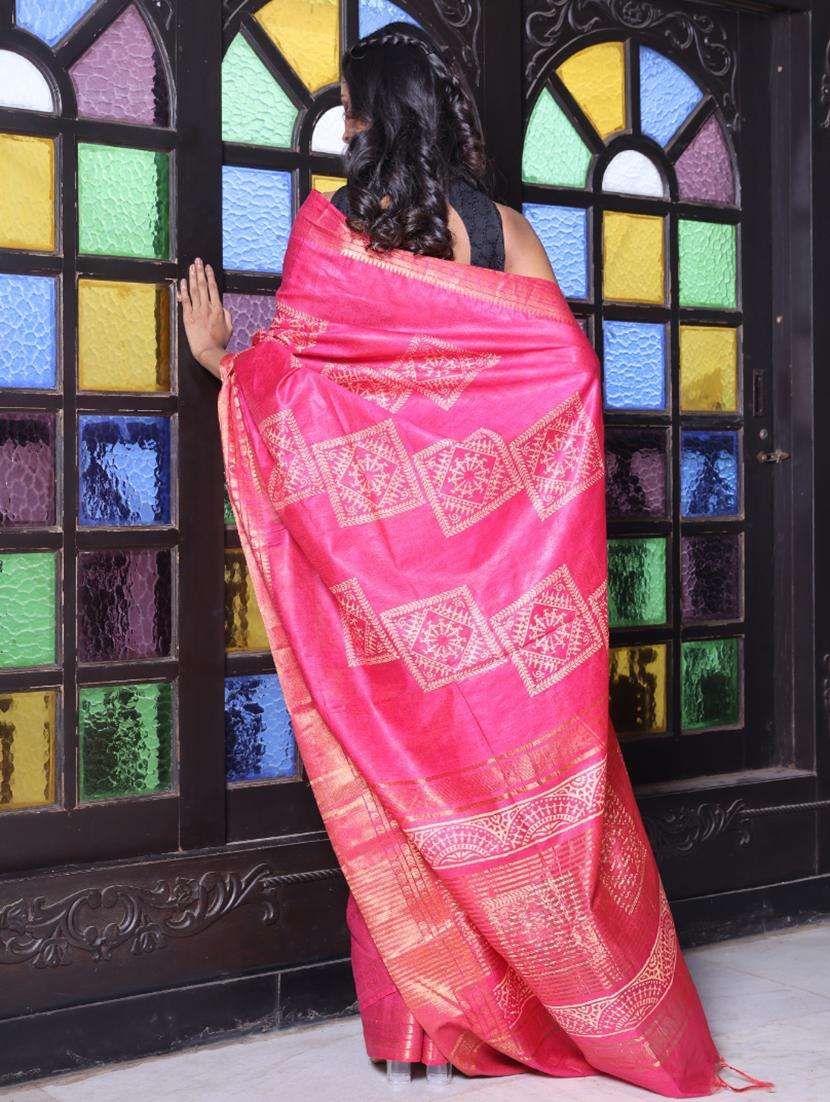 women printed bordered saree with blouse - 22042869 -  Standard Image - 1
