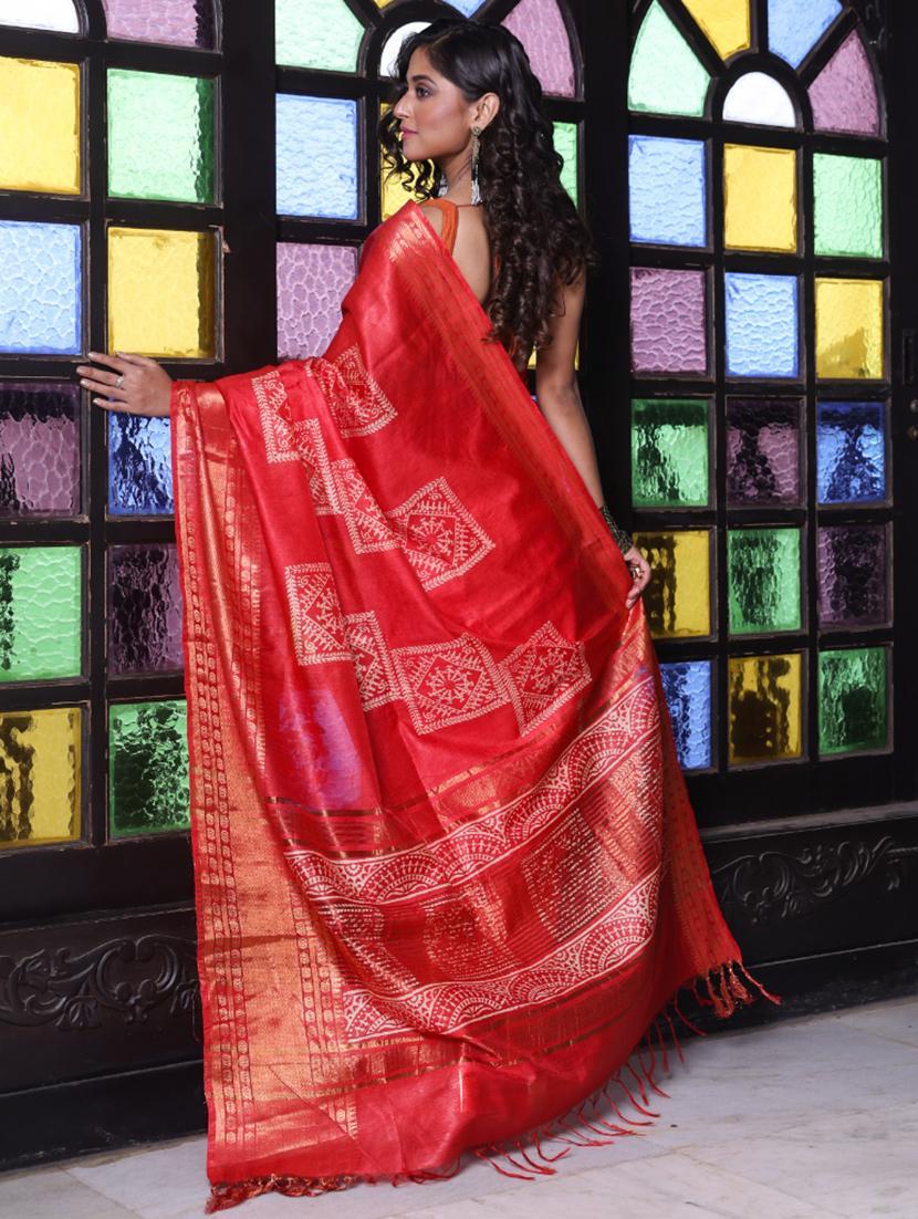women printed bordered saree with blouse - 22042876 - Standard Image - 1