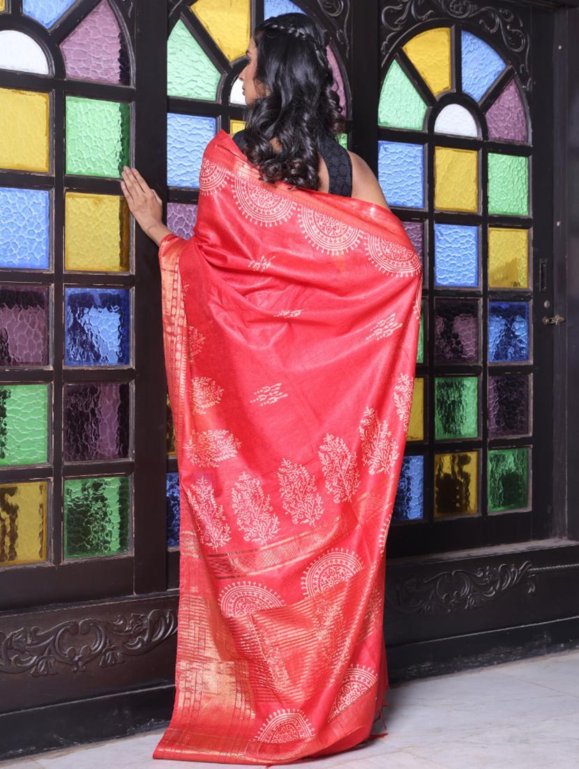 women printed bordered saree with blouse - 22042877 - Standard Image - 1