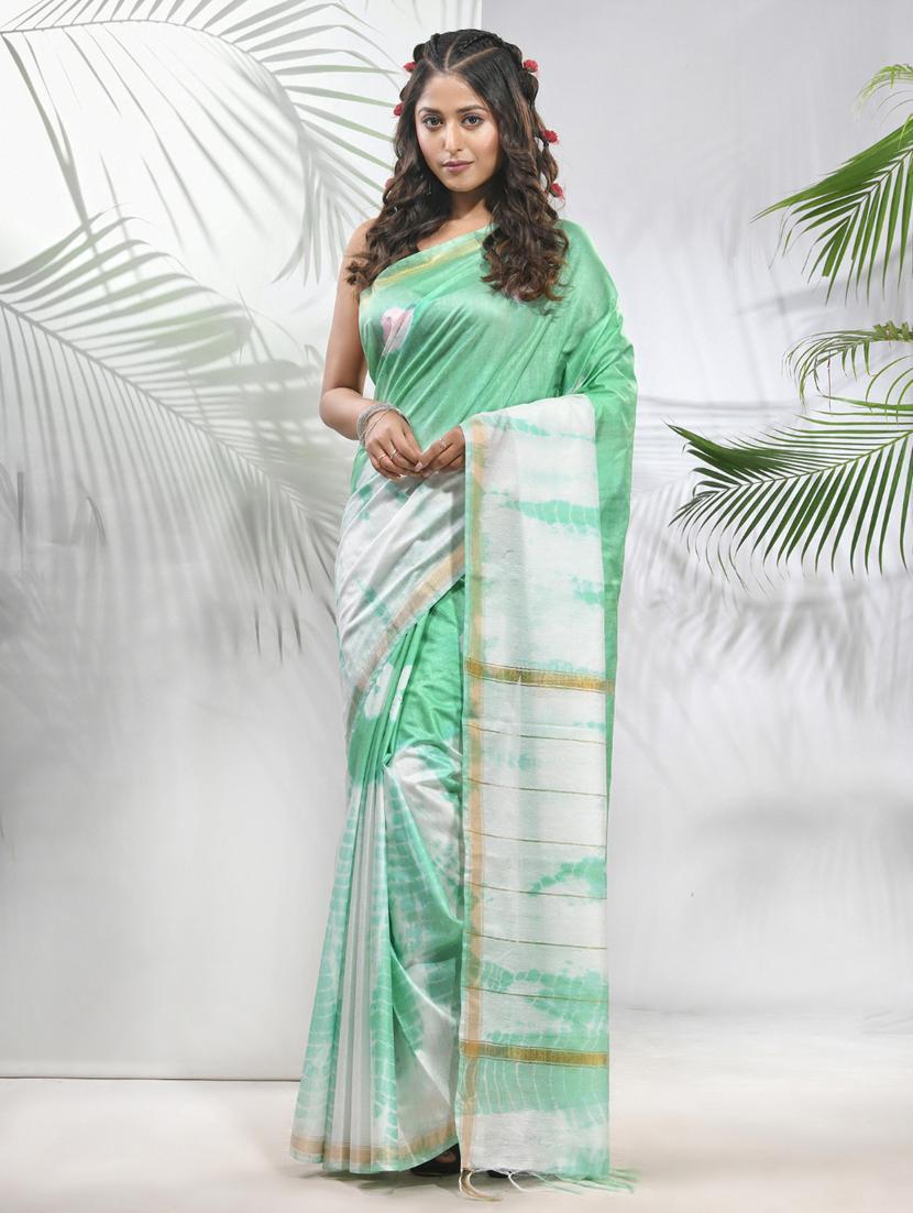 women shibori printed saree with blouse - 22042952 - Zoom Image - 0