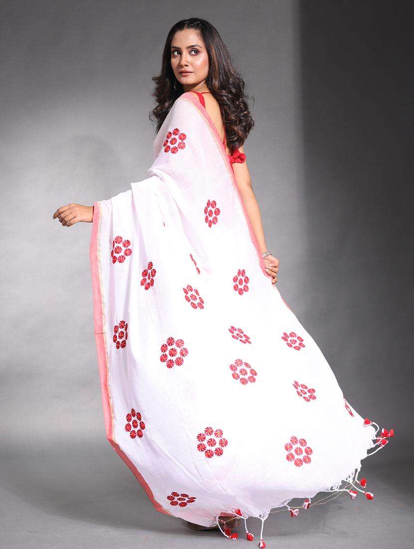 women solid with work embroidered saree with blouse - 22042970 -  Standard Image - 1