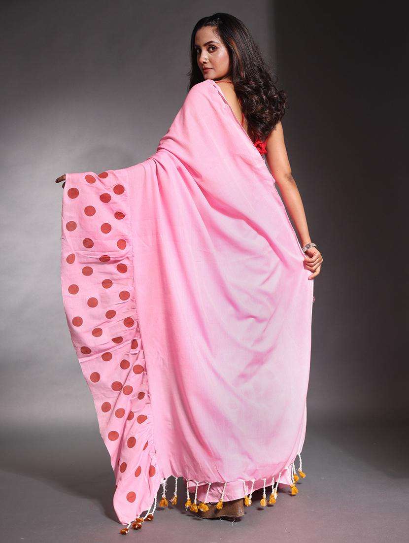 women polka dot ruffle saree with blouse - 22042979 -  Standard Image - 1