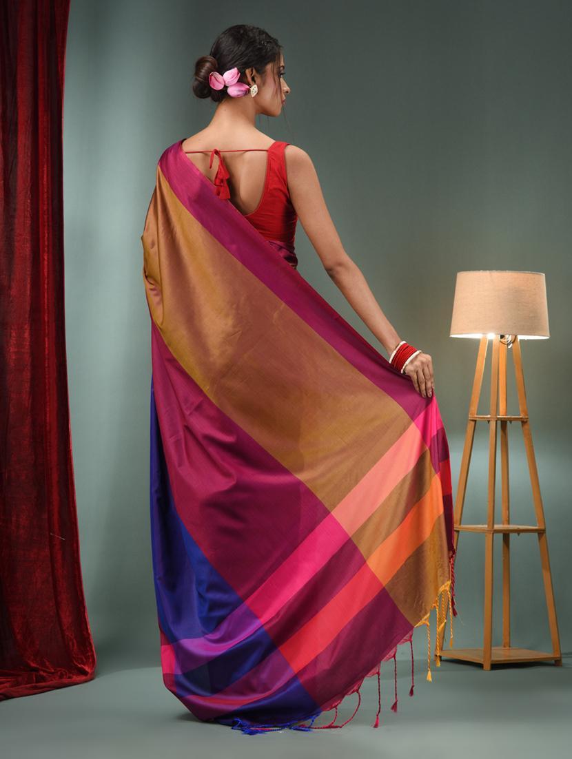 women color block southern silk saree with blouse - 22043098 - Standard Image - 1