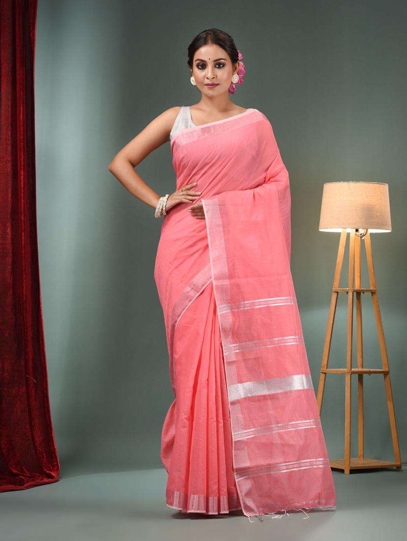 women solid handloom saree with blouse