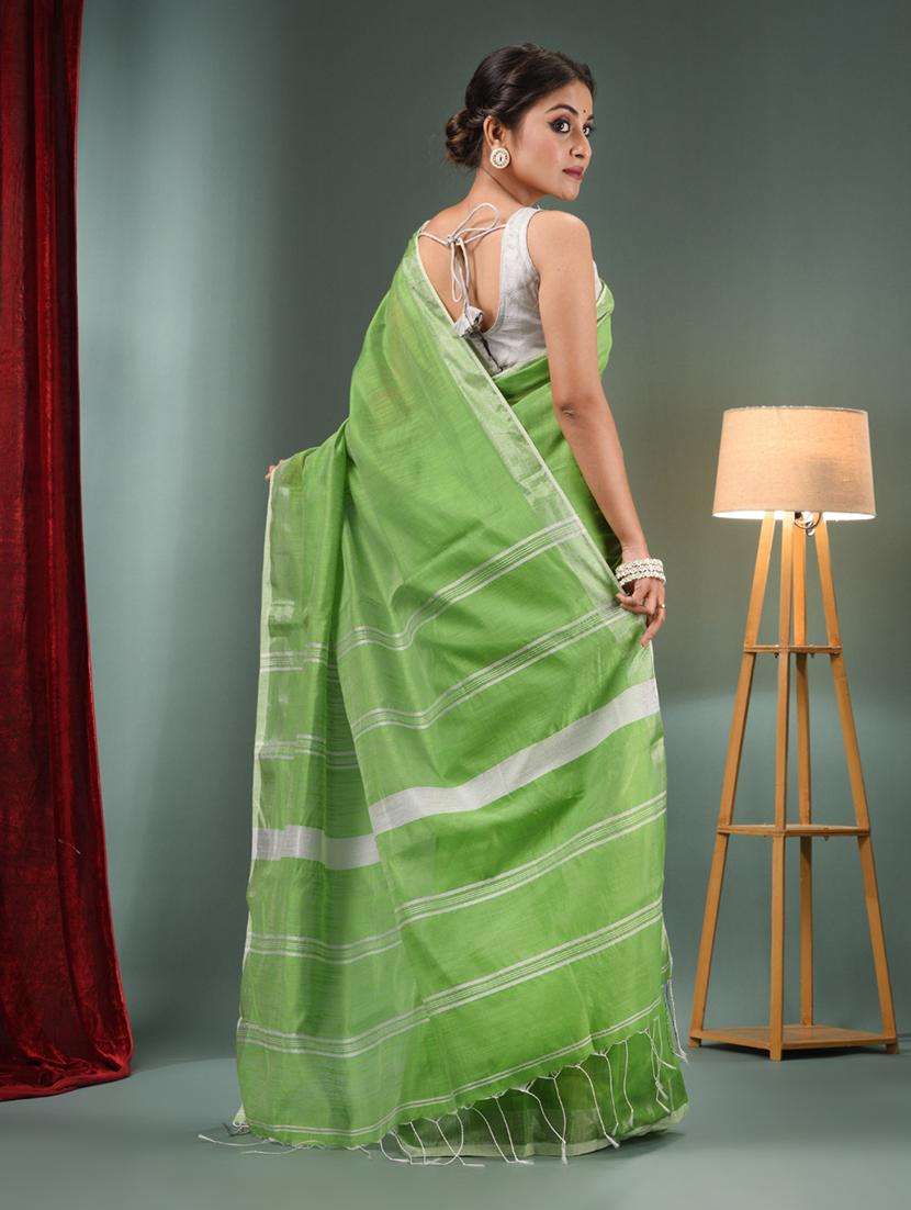 women solid handloom saree with blouse - 22043103 -  Standard Image - 1