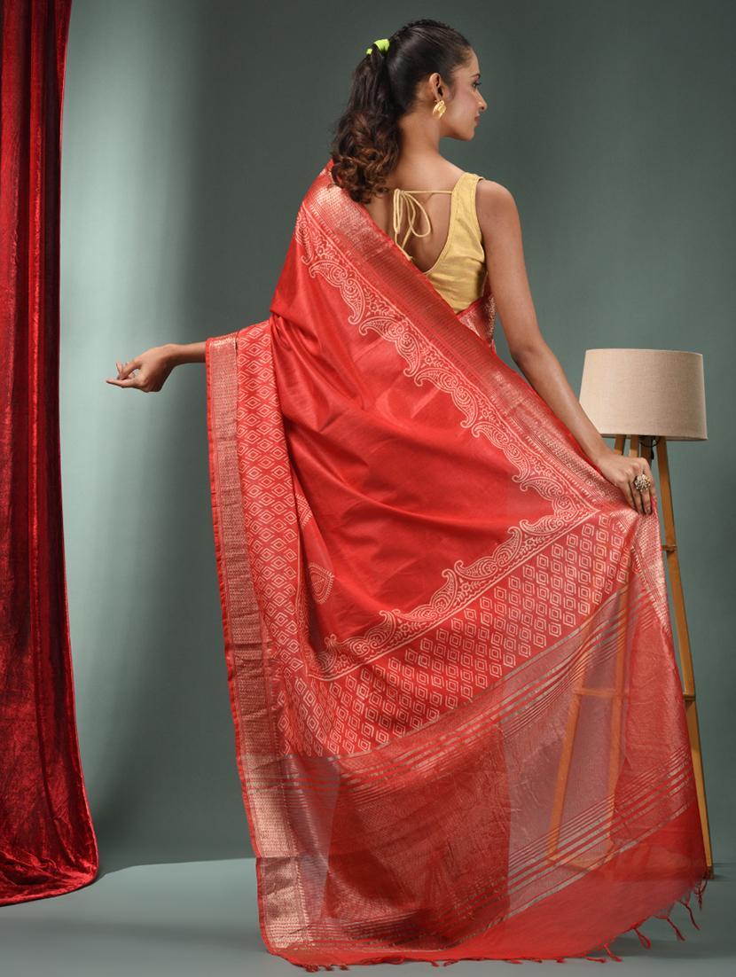 women printed bordered saree with blouse - 22043113 - Standard Image - 1