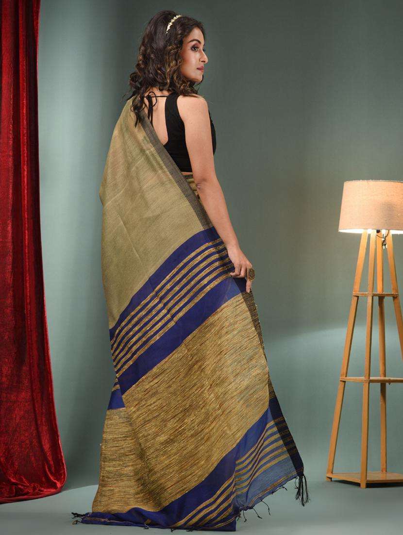 women solid handloom saree with blouse - 22043116 -  Standard Image - 1