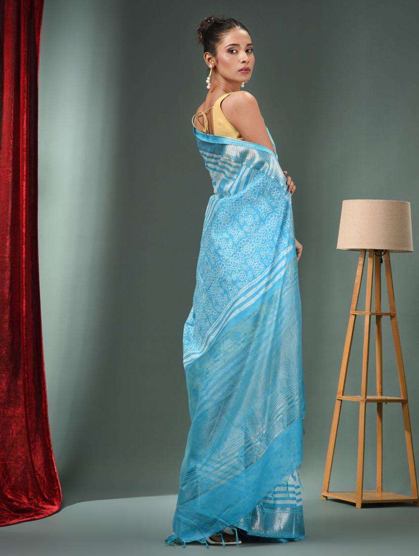 women printed bordered saree with blouse - 22043148 -  Standard Image - 1