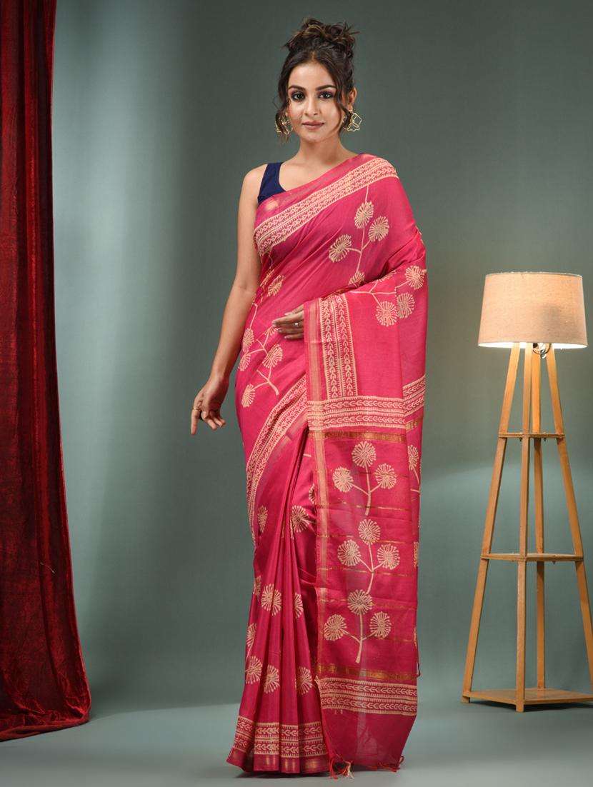 women printed handloom saree with blouse