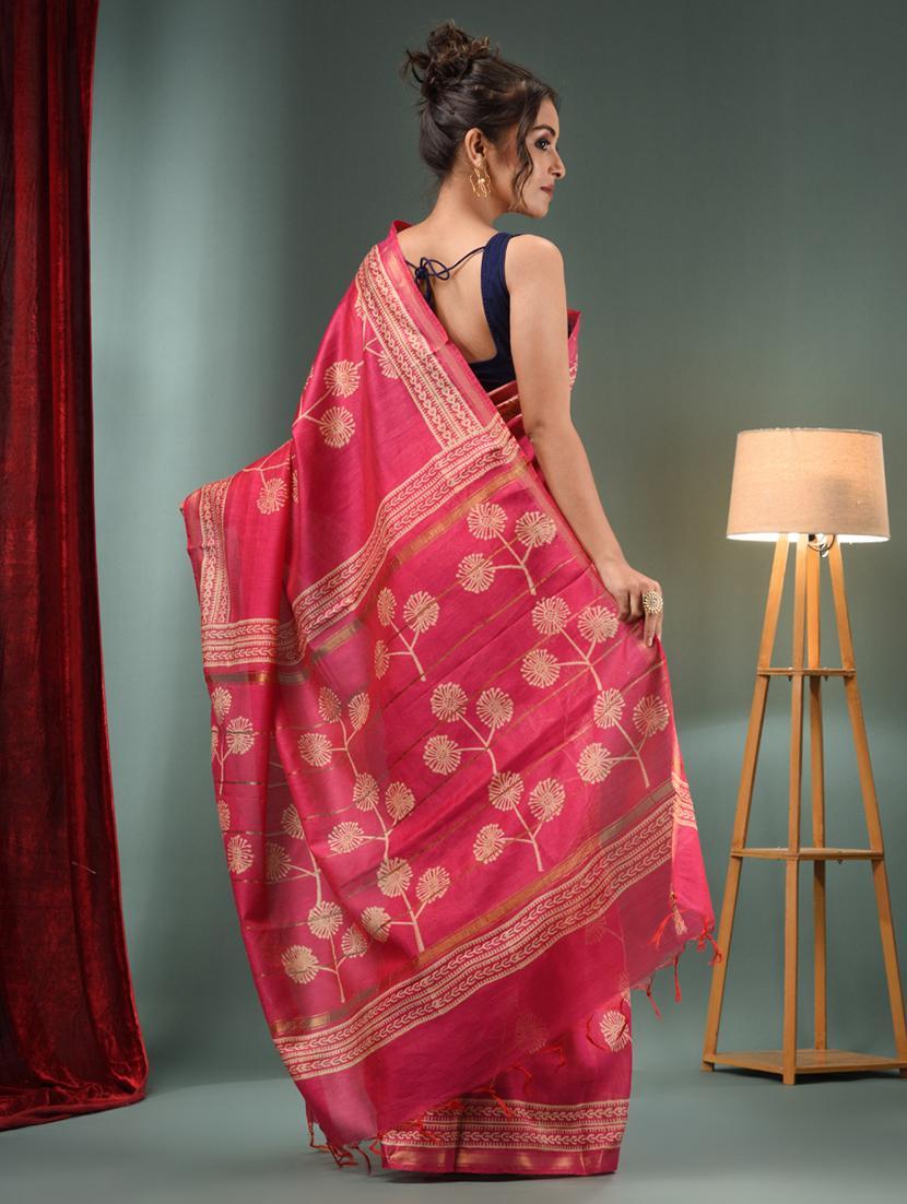 women printed handloom saree with blouse - 22043157 - Standard Image - 1