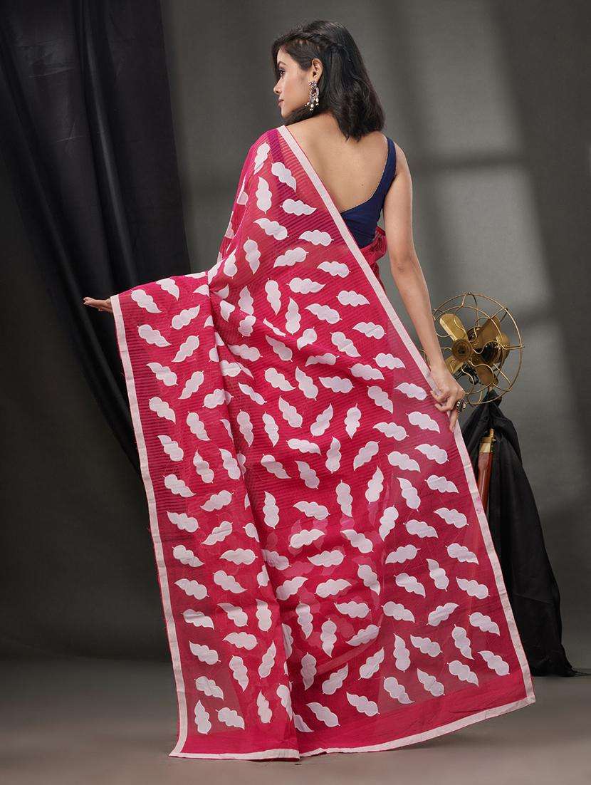 women solid with work handloom saree with blouse - 22043177 -  Standard Image - 1