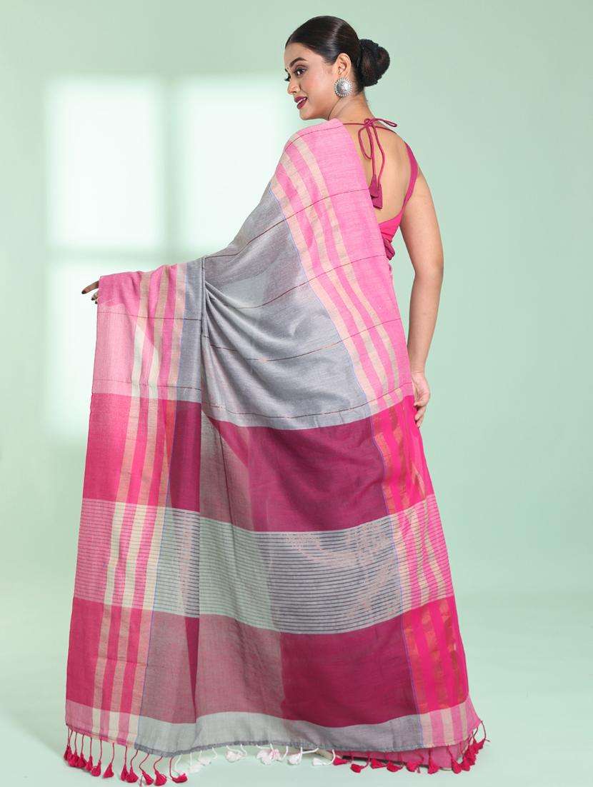 women grey handloom saree with blouse - 22043225 -  Standard Image - 1