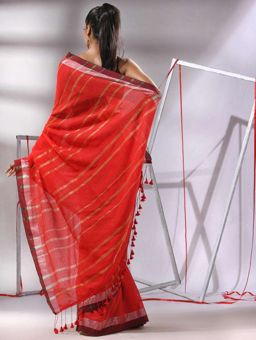 women red handloom saree with blouse - 22043276 -  Standard Image - 1