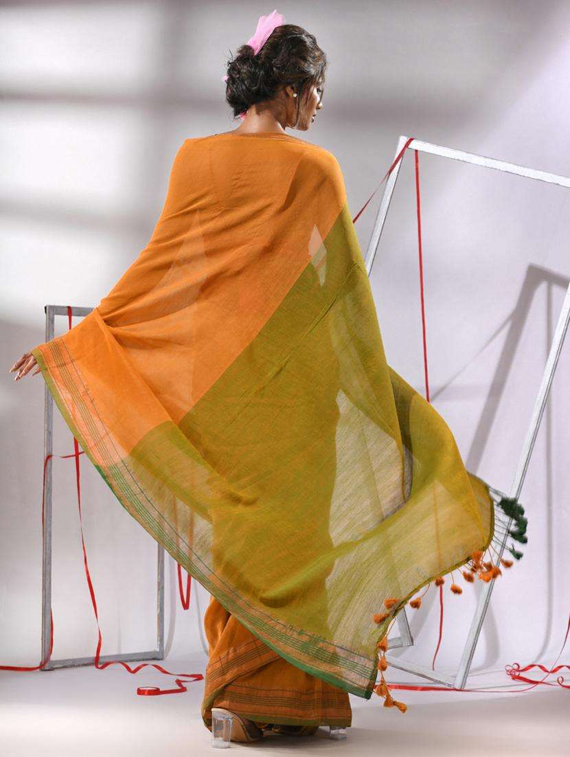 women solid handloom saree with blouse - 22043289 -  Standard Image - 1