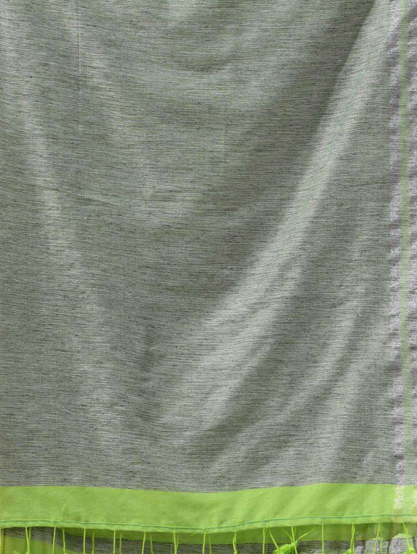 women green handloom saree with blouse - 22043331 -  Standard Image - 1