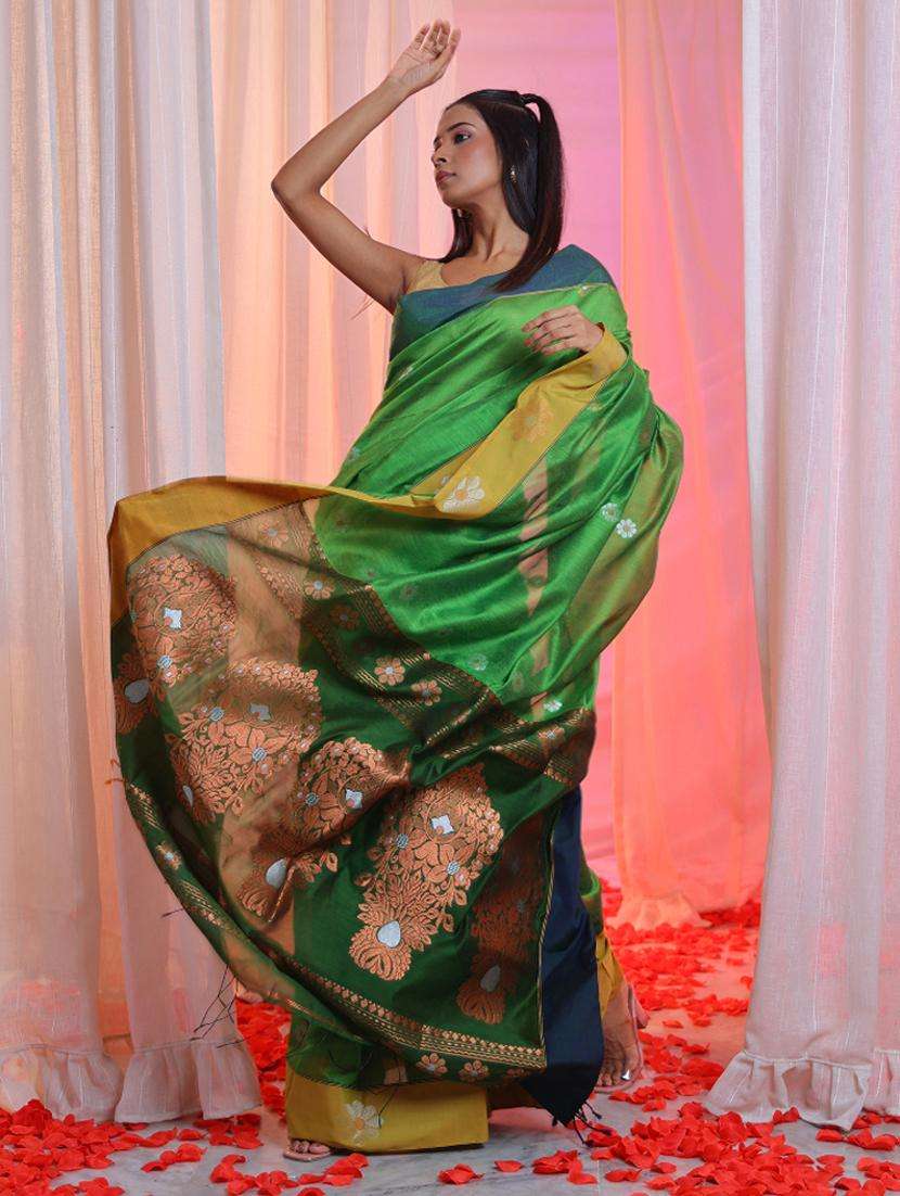 women self design handloom saree with blouse - 22043407 -  Standard Image - 1