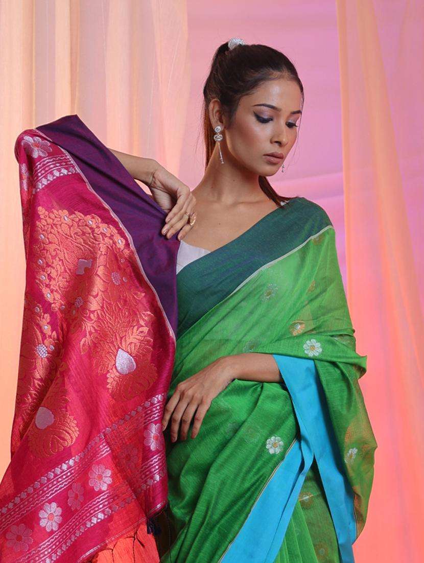 women self design tant saree with blouse - 22043408 -  Standard Image - 1