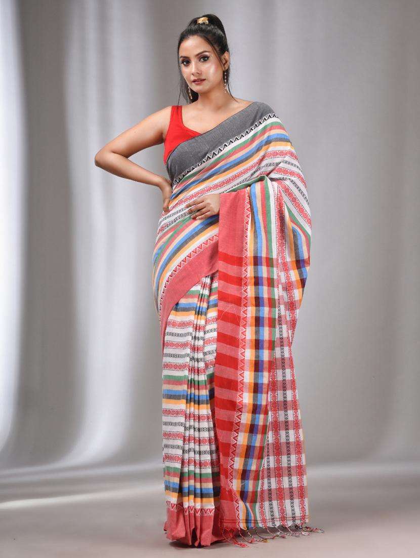 women self design handloom saree with blouse