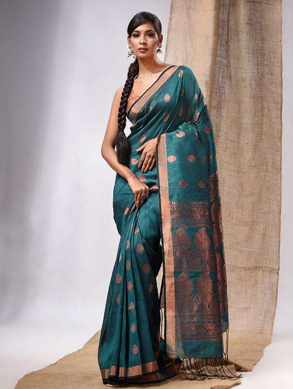 women self design tant saree with blouse