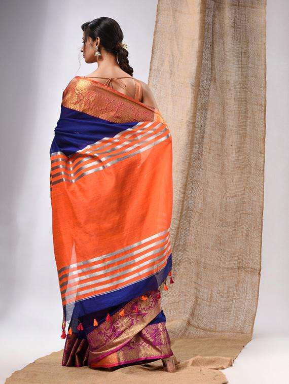 women solid with bordered saree with blouse - 22043517 -  Standard Image - 1