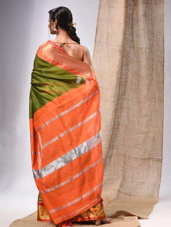 women solid with bordered saree with blouse - 22043523 -  Standard Image - 1