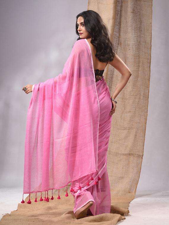 women solid handloom saree - 22043525 -  Standard Image - 1