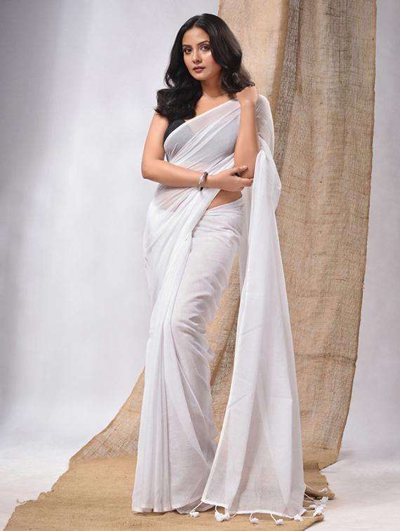 women solid handloom saree