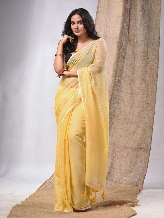 women solid handloom saree