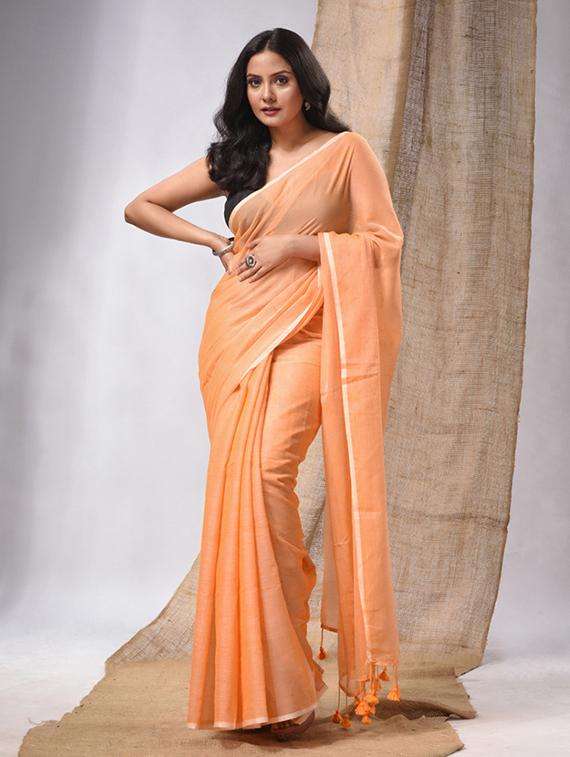 women solid handloom saree