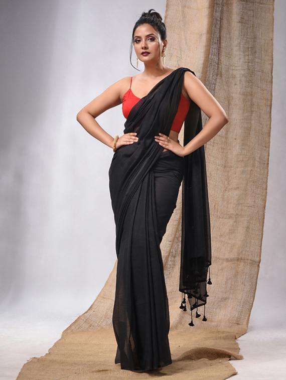 women solid handloom saree