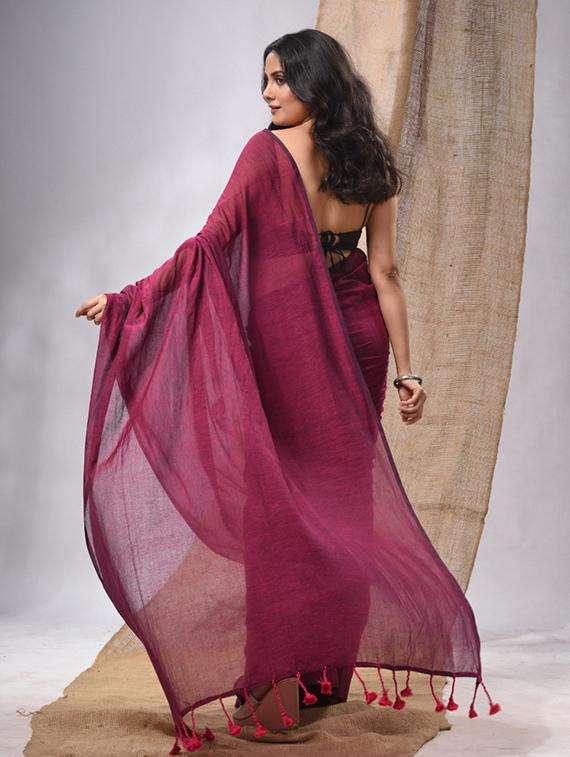 women solid handloom saree - 22043534 -  Standard Image - 1