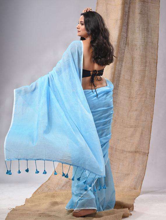 women solid handloom saree - 22043535 -  Standard Image - 1