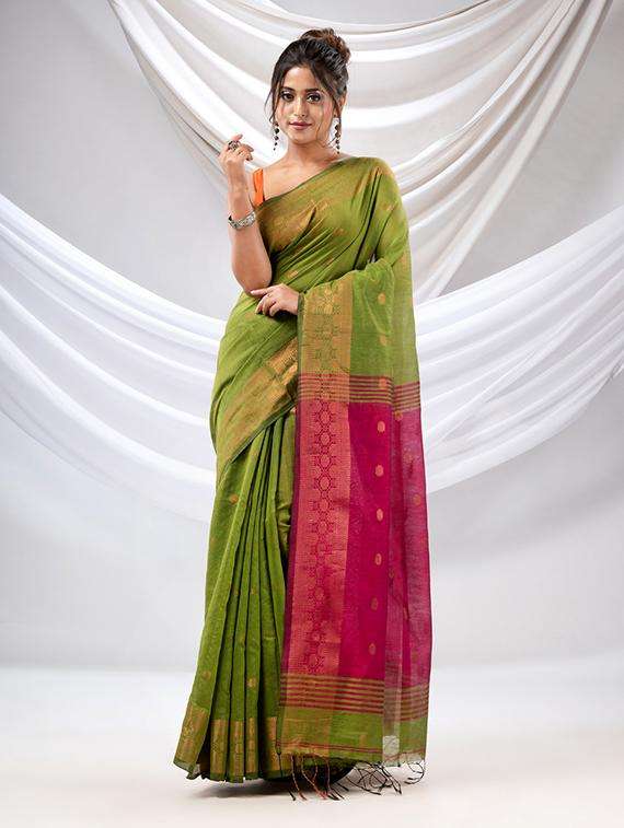 women self design tant saree with blouse