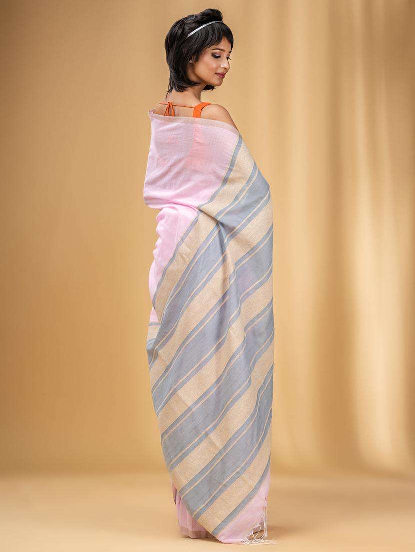 women solid handloom saree with blouse - 22043706 -  Standard Image - 1