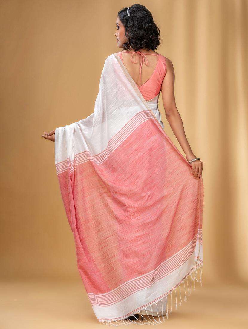 women solid handloom saree with blouse - 22043707 - Standard Image - 1