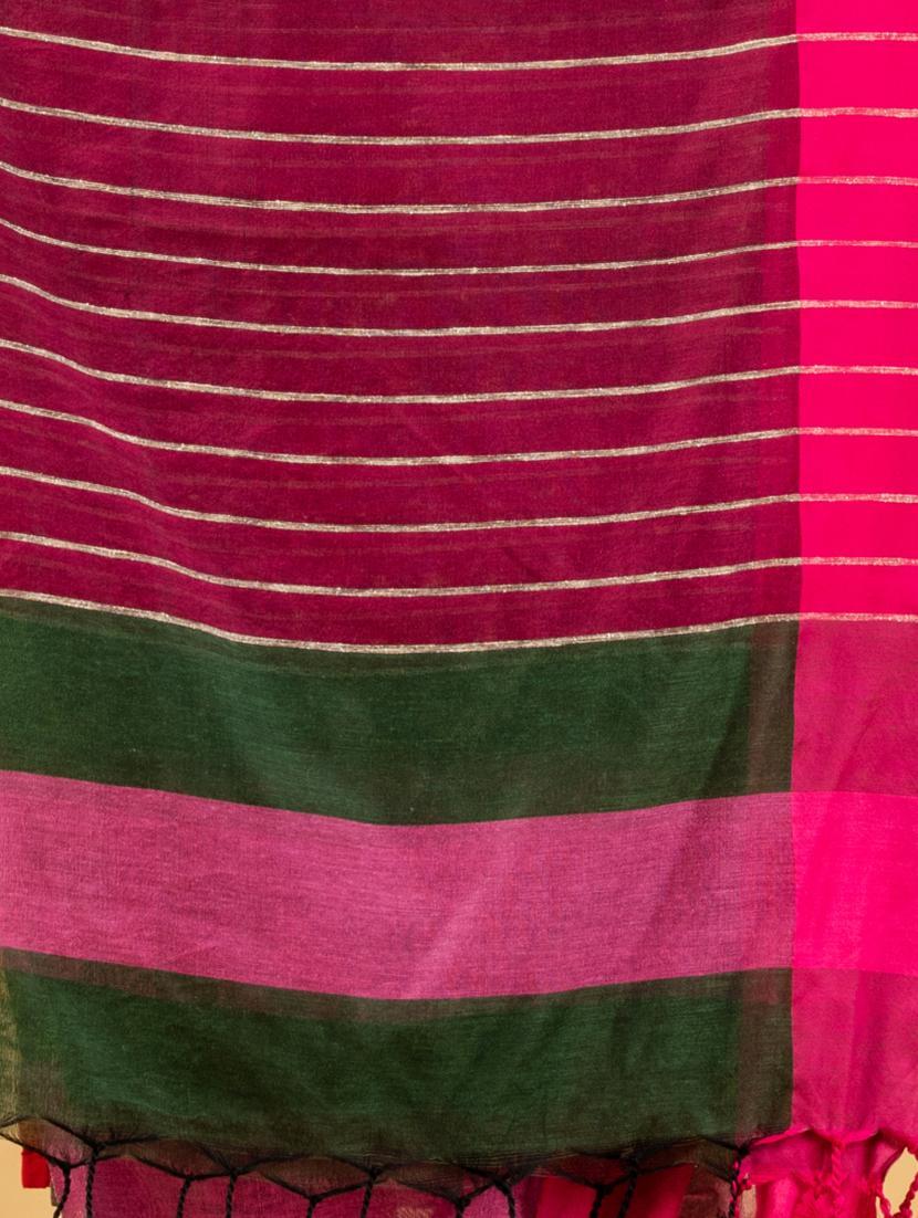 women striped handloom saree with blouse - 22043733 - Standard Image - 1
