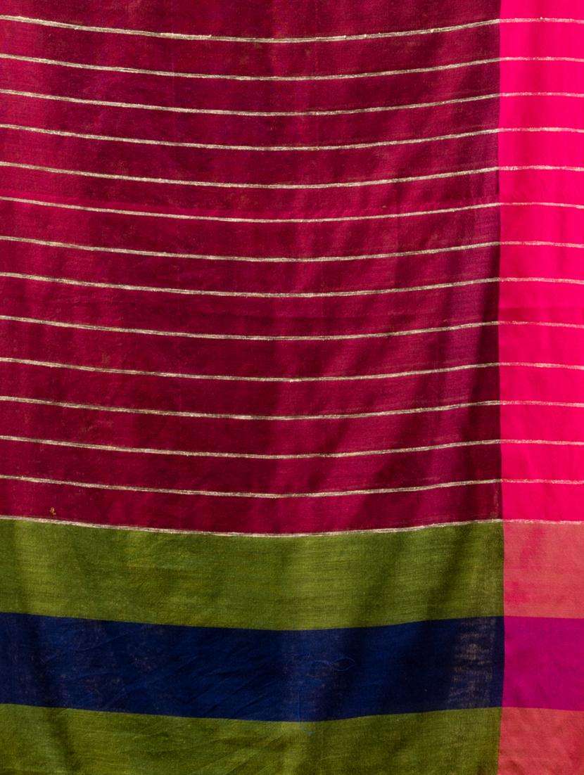 women striped handloom saree with blouse - 22043737 -  Standard Image - 1